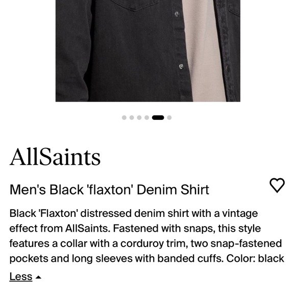 All Saints Men’s Flaxton Washed Denim Long Sleeve Button Down Top. Size Small - Picture 13 of 15